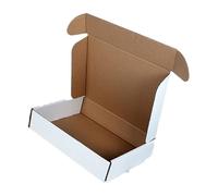 UKPSOLTD 10 x Small White Hinged Lid Cardboard Packing Boxes - 10.5 x 7 x 3" - 270 x 180 x 80mm - Corrugated Packaging Packing Postal Shipping Cartons