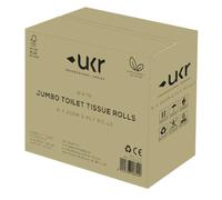 UKR 2-ply Jumbo Toilet Roll Paper White - 8 x 250m Mega Rolls - Large Toilet Paper Loo Roll for Domestic, Commercial or Industrial Use - Bulk Toilet Rolls in Classic Style - Bulk Buy Toilet Roll