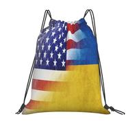 Ukraine American Friendship Cinch Sack Pack Unisex String Backpack Portable Swimming Bag For Swim Women Organization 36X42Cm
