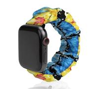 Ukraine And Canada Flag Watercolor Printed Scrunchie Watch Band Compatible with IWatch Soft Elastic Replacement Straps