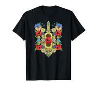 Ukraine Birds Red Poppies Trysub Retro Ukrainian Vyshyvanka T-Shirt