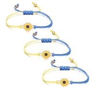 Ukraine Bracelet with Sunflower Charm, 3 Pcs Adjustable Handmade Weaving Ukraine Friendship Bracelets Jewelry Patriotic Souvenirs Gift