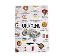 Ukraine Country Map Europe Cuisine Lover Kitchen Towel Mom Dad BFF Ukrainian Food Cooking Travel Dish Towel Gift (Ukraine)