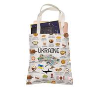 Ukraine Country Map Europe Cuisine Lover Tote Bag Mom Dad BFF Ukrainian Food Cooking Travel Shopping Bags (Ukraine)