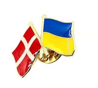 Ukraine Denmark Danish Metal Enamel Country Flag Pin Badge Friendship Together