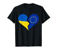 Ukraine & EU Flags - Distressed Broken Heart European Union T-Shirt