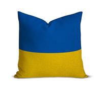 Ukraine Flag Farmhouse Decorative Throw Pillow Case 22 x 22 Inch, Vintage Retro Rustic Flag Cushion Cover Case, Patriotic Square Pillow Case Cotton Linen Cushion Case for Mom Dad Friends Gift