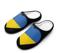 Ukraine Flag Heart Women's Slippers Cotton Warm House Shoes with Rubber Anti-Slip Sole Slip On for Home Outdoor 7-8(39-40