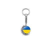 Ukraine Flag Key Chain Charms Crystal Keychains Keyrings Patriot Souvenir Gift Ukrainian Flags Glass Men Women Purse Car Key Ring Jewelry Accessory