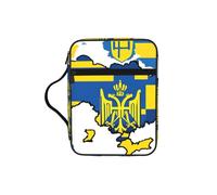Ukraine Flag Map 01 Print Bible Cover Lightweight Tablet Sleeve Durable Makeup Bag Pencil Case for Church School Travel