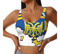 Ukraine Flag Map 01 Women's Basic Crop Tops Sport Cotton Tank Tops Racerback Sleeveless Top U Sports Bra Vest Black