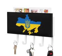 Ukraine Flag Map Cute Key Hooks for Wall Leather Key Holder Hanger Stick On Bathroom Or Kitchen