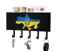 Ukraine Flag Map Cute Key Hooks for Wall Leather Key Holder Hanger Stick On Bathroom Or Kitchen