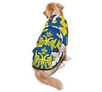 Ukraine Flag Map Dog Hoodie for Medium Large Dogs, Warm Soft Pet Sweatshirt, Easy to Wear Jumper Clothes