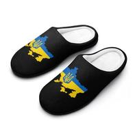 Ukraine Flag Map Men's Memory Foam Slippers Comfort Cotton Slip On House Shoes for Indoor Outdoor 7-8(40-41)