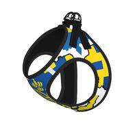 Ukraine Flag Map Print Adjustable Reflective Harness Leash Set For Cats, Dogs And Small Pets, Soft Breathable Mesh Walking Vest With Escape-Proof Lead