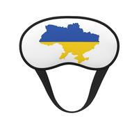 Ukraine Flag Map Print Black Out Eye Mask for Sleeping Airplane, Sleep Mask Polyester for Home and Travel