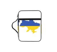 Ukraine Flag Map Print Large Bible Cover Case for Women,Bible Bag Bible Storage Bags with Zipper Pocket and Handle