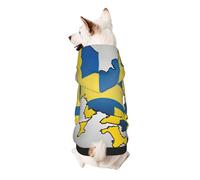 Ukraine Flag Map Print Small Dogs Warm Hoodie, Soft And Breathable Sweatshirt, Easy To Wear Jumper For Winter And Fall, Cold Weather Hooded Coat Pullover