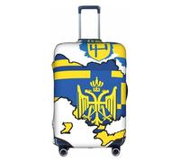 Ukraine Flag Map Print Travel Elastic Suitcase Luggage Baggage Cover Protector, Washable And Anti-Scratch, White, M