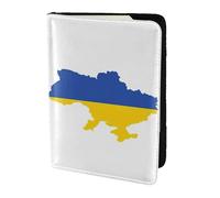 Ukraine Flag Map print Travel Wallet Passport Holder Case for Family Leather Passport Cover for Men Women, Black, One Size