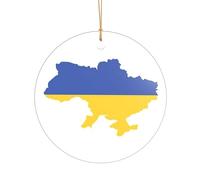 Ukraine Flag Map Print Xmas Ornament Hanging Decor, Acrylic Romantic Christmas Decoration for Home Wedding Anniversary