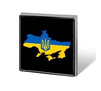 Ukraine Flag Map Square Shape Brooches Pins Lightweight Metal Lapel Pin Memorial Badges Jewelry Gift