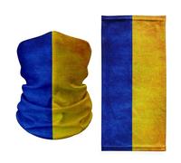 Ukraine Flag Neck Gaiter - Distressed Blue & Yellow Vertical Stripes - Lightweight Multi-Use Face Cover, Bandana, Balaclava & Headwrap for Sports, Travel & National Pride