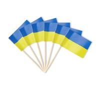 Ukraine Flag Ukrainian Miniature Toothpick Flags Decorations Small Cupcake Toppers Cocktail Food Flags Decor for Independence Day Party Bar (100 Pack)