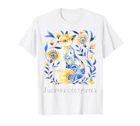 Ukraine Fox Retro Floral Ukrainian Flag Vyshyvanka T-Shirt