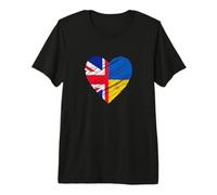Ukraine Great Britain Heart UK Flag Ukrainian Flag Heart Premium T-Shirt