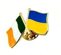 Ukraine Ireland Irish Metal Enamel Country Flag Pin Badge Friendship Together
