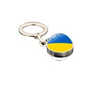 Ukraine Keychain Ukrainian Symbol Flag Double Sided Glass Ball Pendant Men Women Purse Car Key Ring
