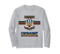 Ukraine Knitting Pattern Tryzub Folk Art Emblem Long Sleeve T-Shirt