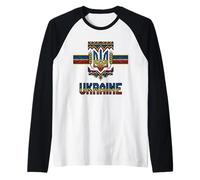 Ukraine Knitting Pattern Tryzub Folk Art Emblem Raglan Baseball Tee