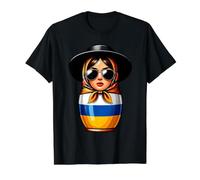 Ukraine Matrjoshka with Sunglasses for Ukrainians Matryoshka Value Graphic T-Shirt, Men, Black, M