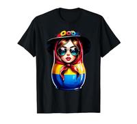 Ukraine Matrjoshka with Sunglasses for Ukrainians Matryoshka Value Graphic T-Shirt, Men, Black, S