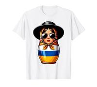 Ukraine Matrjoshka with Sunglasses for Ukrainians Matryoshka Value Graphic T-Shirt, Men, White, L