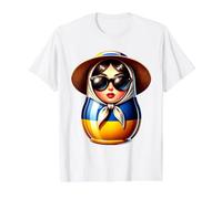 Ukraine Matrjoshka with Sunglasses for Ukrainians Matryoshka Value Graphic T-Shirt, Men, White, M