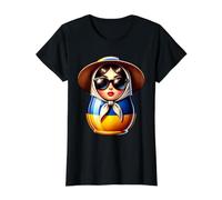 Ukraine Matrjoshka with Sunglasses for Ukrainians Matryoshka Value Graphic T-Shirt, Women, Black, S