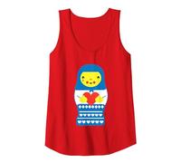 Ukraine Matryoshka Doll Cries, Ukraine Blue Yellow Heart Tank Top, Women, Red, Medium