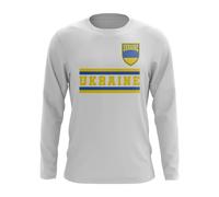 Ukraine Men's Personalised Core Football Country Long Sleeve T-Shirt in White | Size: XL Ukraine White XL