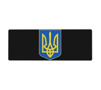 Ukraine Military Emblem Computer Desk Mat| Integrated Keyboard & Mouse Pad| Oversized Design| Soft Smooth for Writing| Anti-Slip Rubber Base Stable