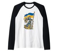 Ukraine Motherland Freedom Flag Bearer Ukrainian Art Nouveau Raglan Baseball Tee