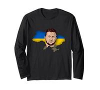 Ukraine Outline Volodymyr Zelensky President Long Sleeve T-Shirt