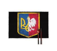 Ukraine Poland Flag Polish Ukrainian Coat of Arms Table Placemats Place Mats Set of 4 Washable Fabric Placemats for Dining Table 12X18 in