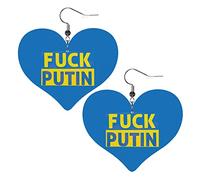 Ukraine Russia Conflict Flag I Stand With UkrainePutin Support Ukraine Leather Earrings For Women Dangle Earring Drop Pendant With Hook Gifts For Adult Girl