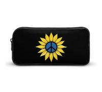 Ukraine Sunflowers Peace Sign Small Pencil Case Large Capacity Pen Bag Aesthetic Makeup Pouch Office Stationery Organizer 22 * 12 * 5cm