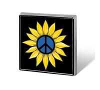 Ukraine Sunflowers Peace Sign Square Shape Brooches Pins Lightweight Metal Lapel Pin Memorial Badges Jewelry Gift
