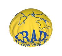 Ukraine Suppor Print Hair Cap With Adjustable Elastic Band And Vibrant, Shower Cap For Women Reusable Waterproof